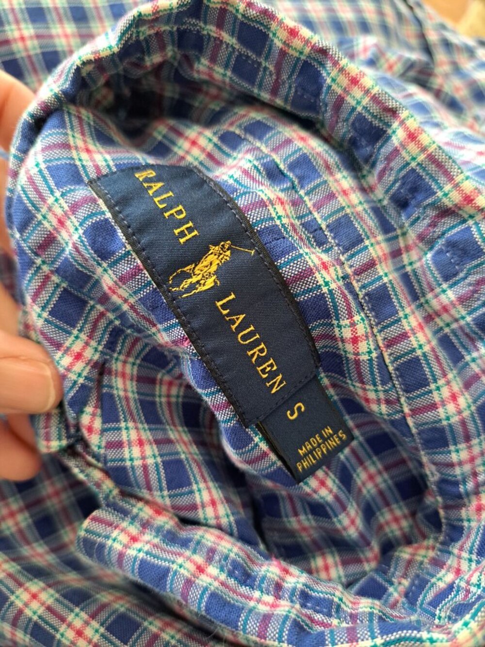 Ralph Lauren Men's Blue Plaid Button-Up Shirt Pony Logo Long Sleeve Small Gusset - Picture 8 of 14